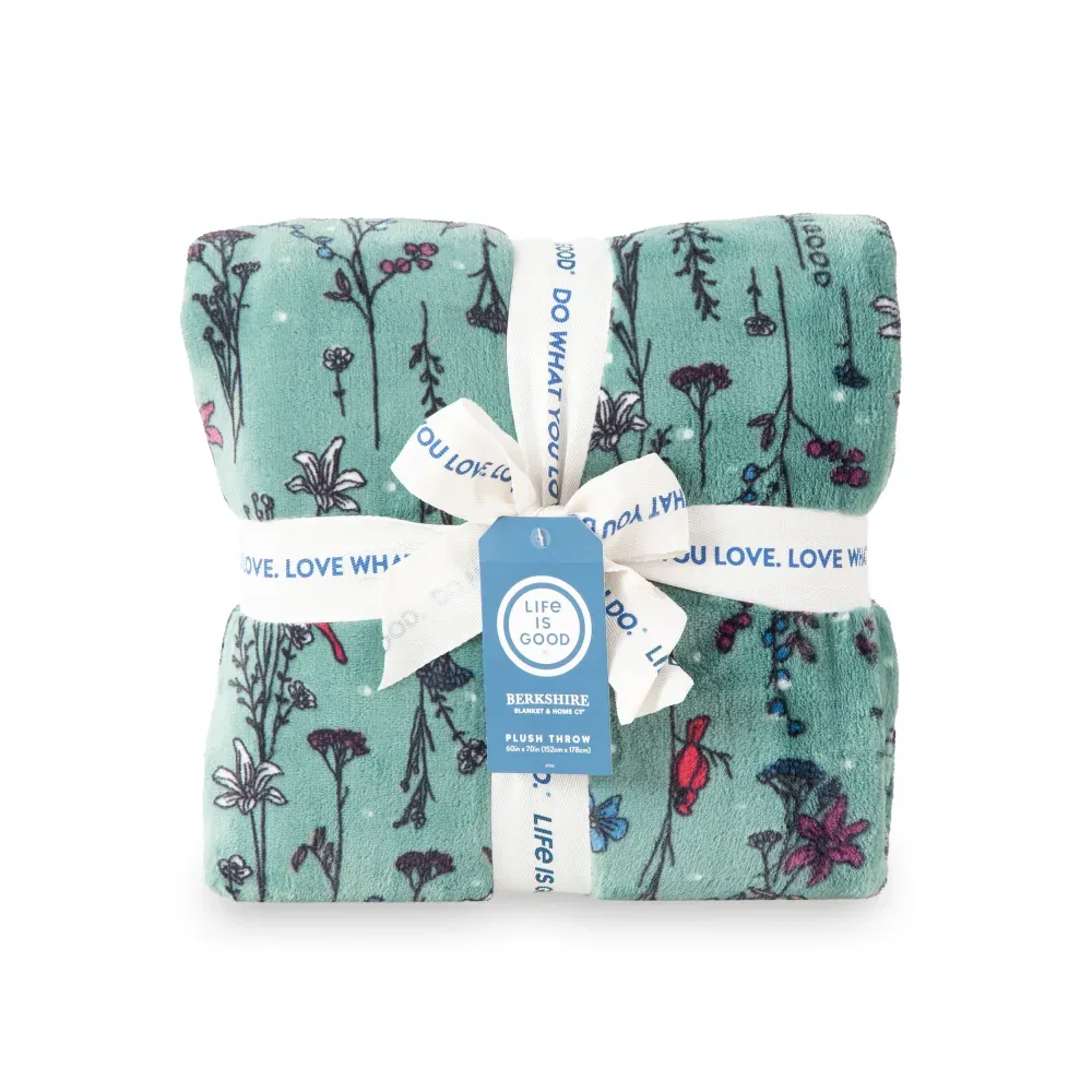 Cardinal Floral Plush Throw Blanket