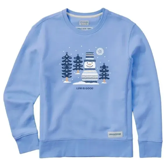 Women's Snowman and Trees Simply True Fleece Crew