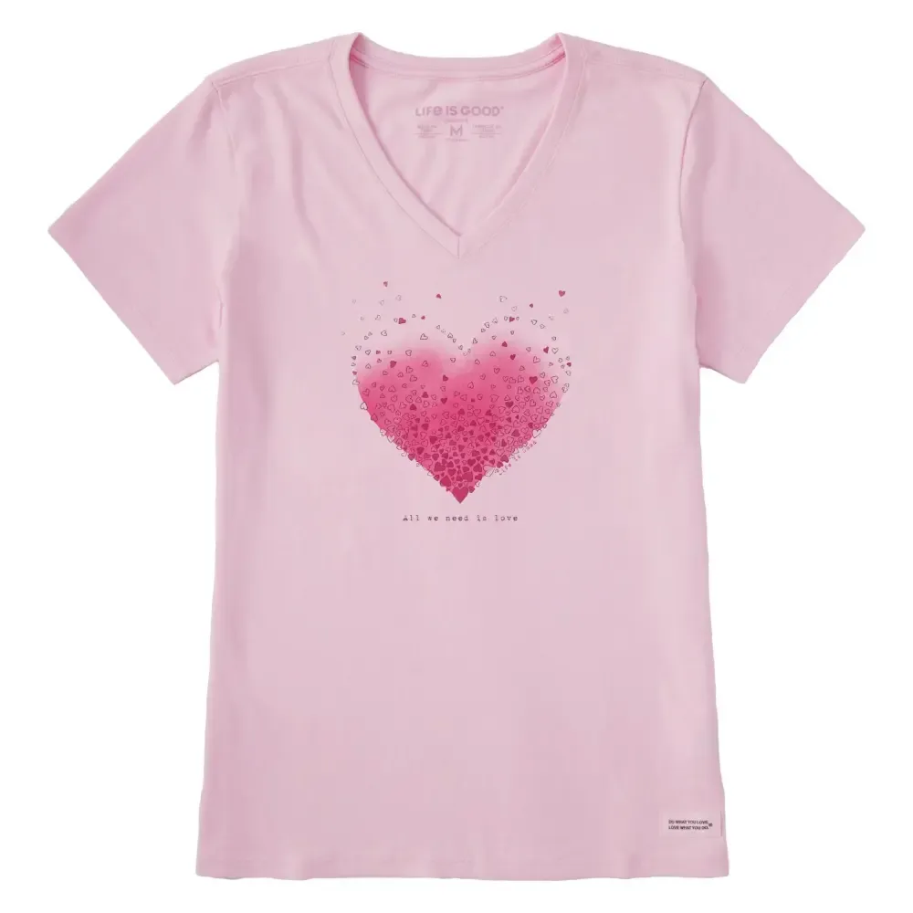 Women's Scattered Hearts Short Sleeve Vee