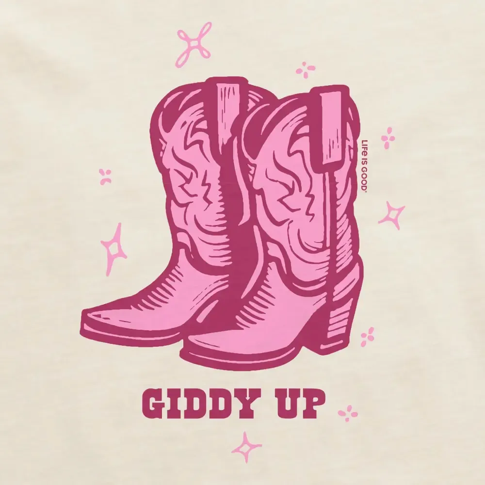 Women's Giddy Up Cowboy Boots Short Sleeve Crusher Boxy Tee