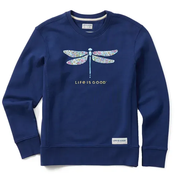 Women's Wildflower Dragonfly Simply True Fleece Crew
