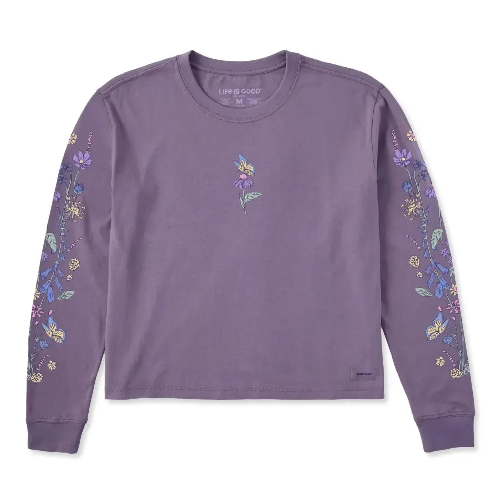 Women's Butterflies & Wildflowers Long Sleeve Crusher Boxy Tee