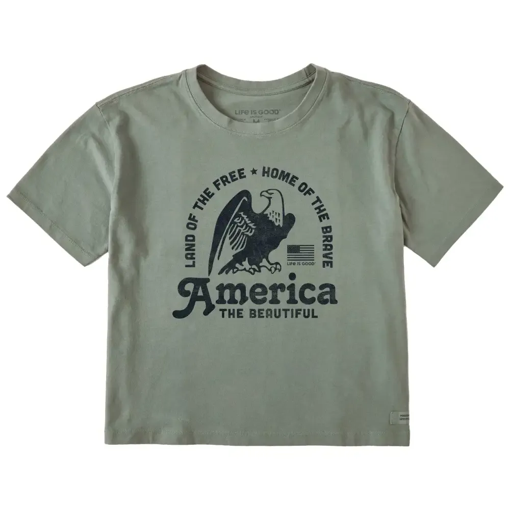 Women's America the Beautiful Eagle Short Sleeve Crusher Boxy Tee