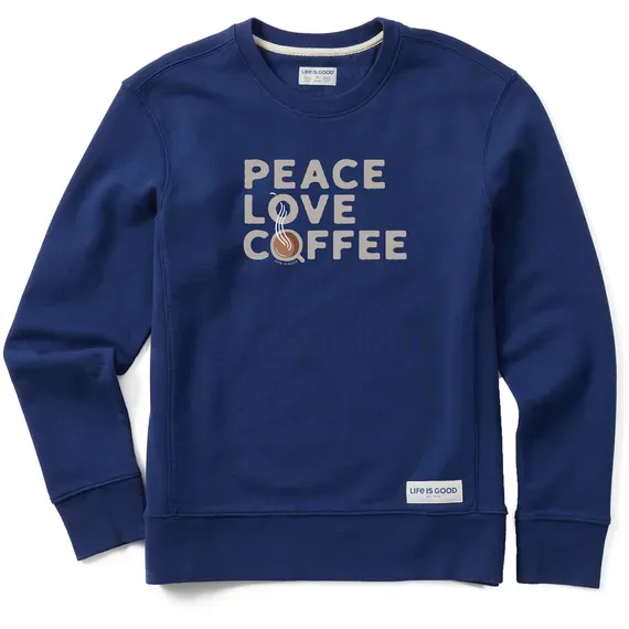 Women's Peace Love & Coffee Simply True Fleece Crew