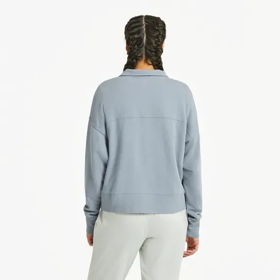 Women's Solid French Terry Boxy Quarter Zip
