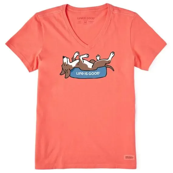 Women's Belly Rub Dog Short Sleeve  Vee