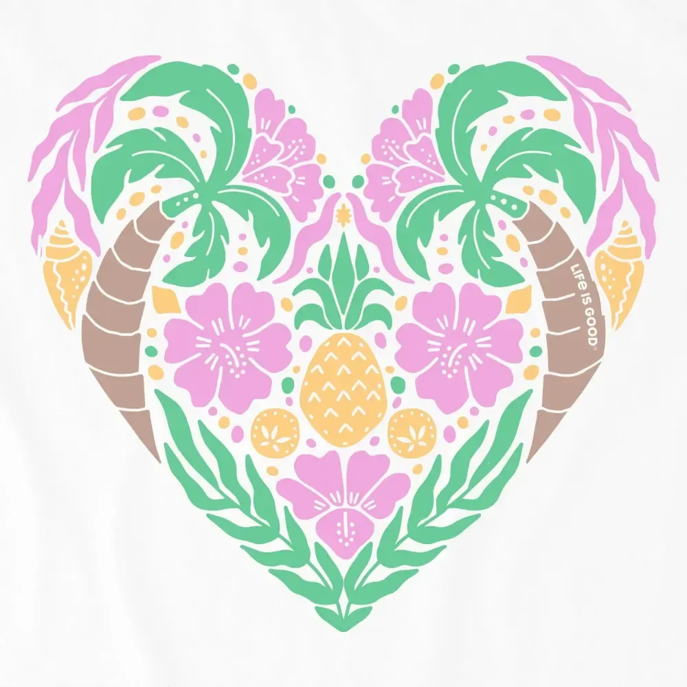 Women's Beach Design Heart Short Sleeve Crusher Tee