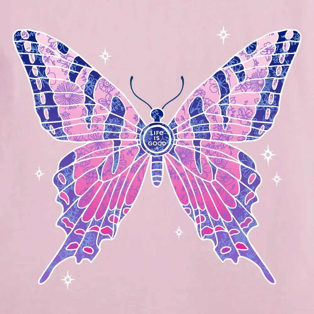 Women's Sparkling Butterfly Short Sleeve Vee