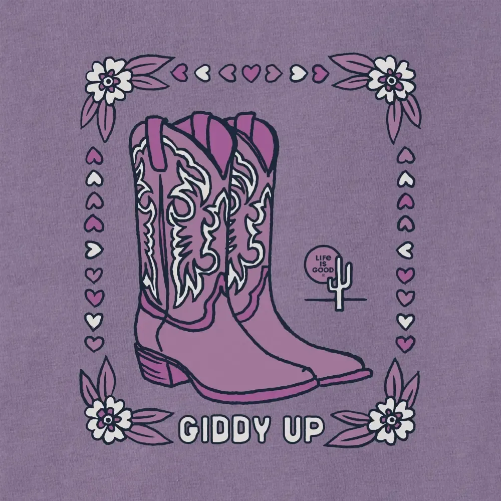 Women's Giddy Up Flora Boots Short Sleeve Crusher Tee