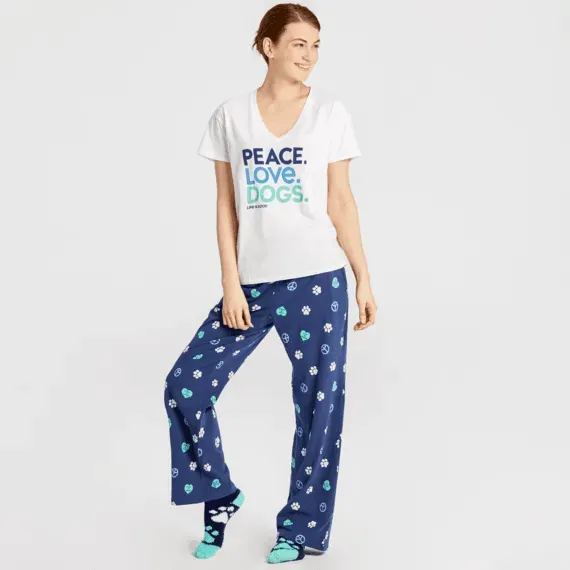 Women's Peace, Love, Dogs Snuggle Up Sleep Pant