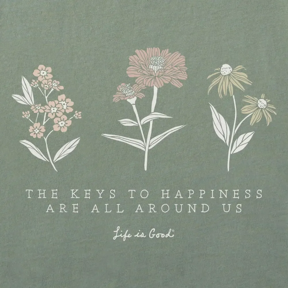 Women's Keys to Happiness Wildflowers Short Sleeve Crusher Boxy Tee