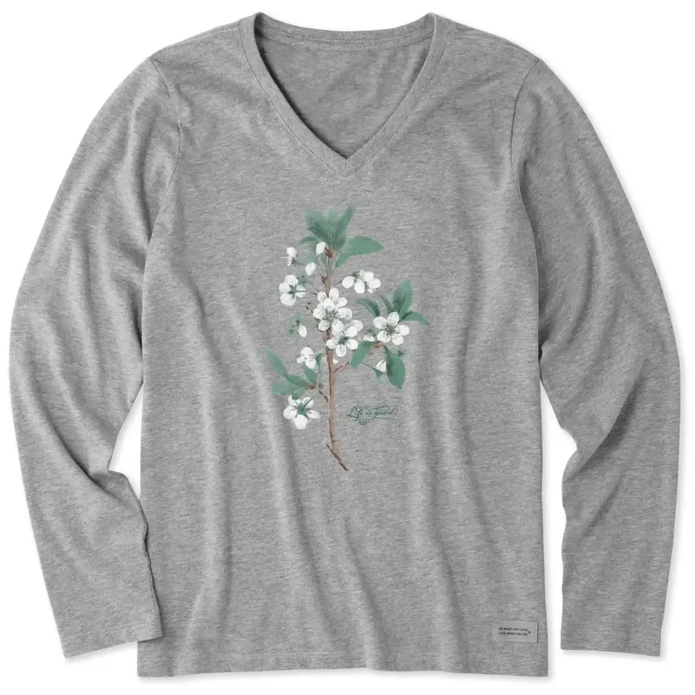 Women's Antique Plum Blossom Painting Long Sleeve Crusher Vee