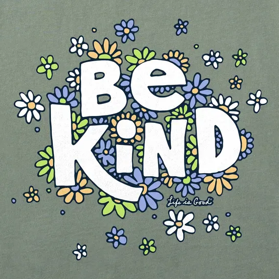 Women's Be Kind Flower Lines Short Sleeve  Vee