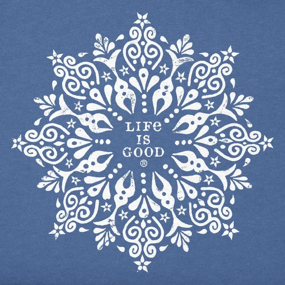 Women's Antique Snowflake Mandala Long Sleeve Crusher Vee