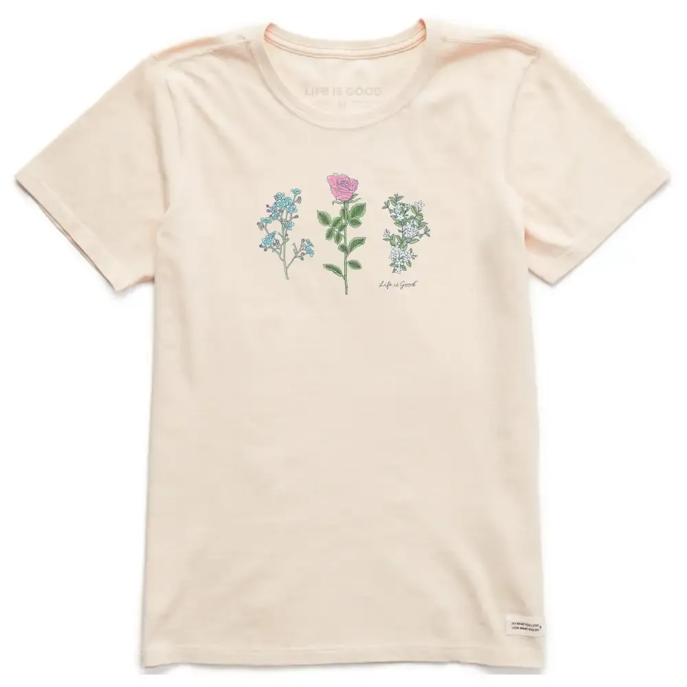 Women's 3 Botanical Rose Jasmine Short Sleeve Crusher Tee