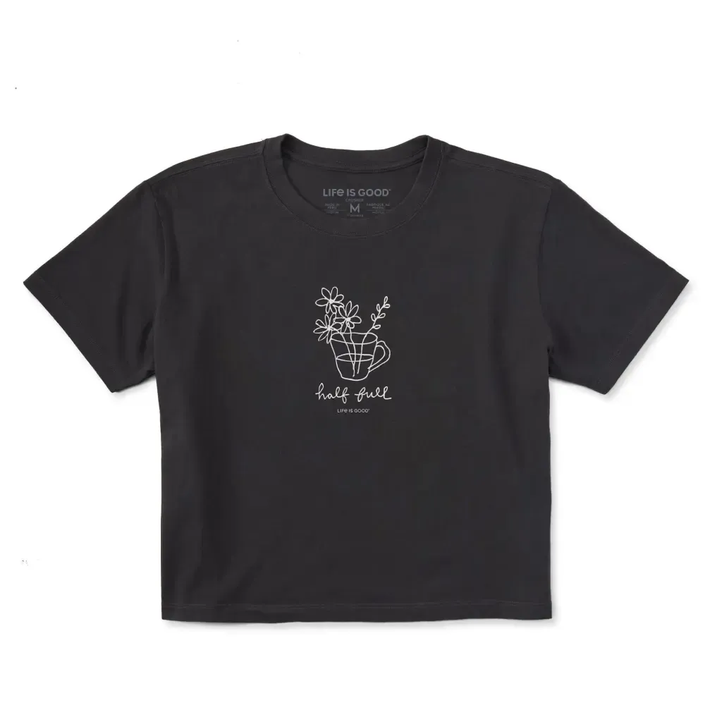 Women's Half Full of Flowers Short Sleeve Crusher Boxy Tee