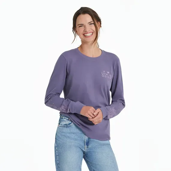 Women's LIG Whimsical Butterflies Long Sleeve Crusher Tee