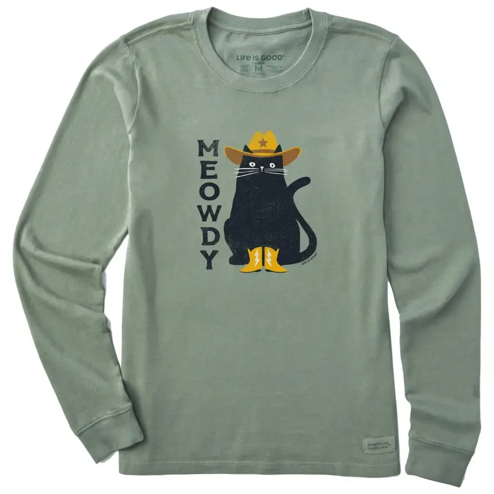 Women's Meowdy Cowboy Cat Long Sleeve Crusher Tee