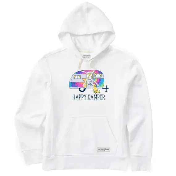 Women's Tie Dye Happy Camper Simply True Fleece Hoodie