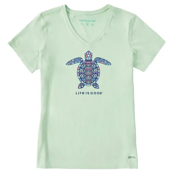 Women's Mandala Turtle Short Sleeve Vee