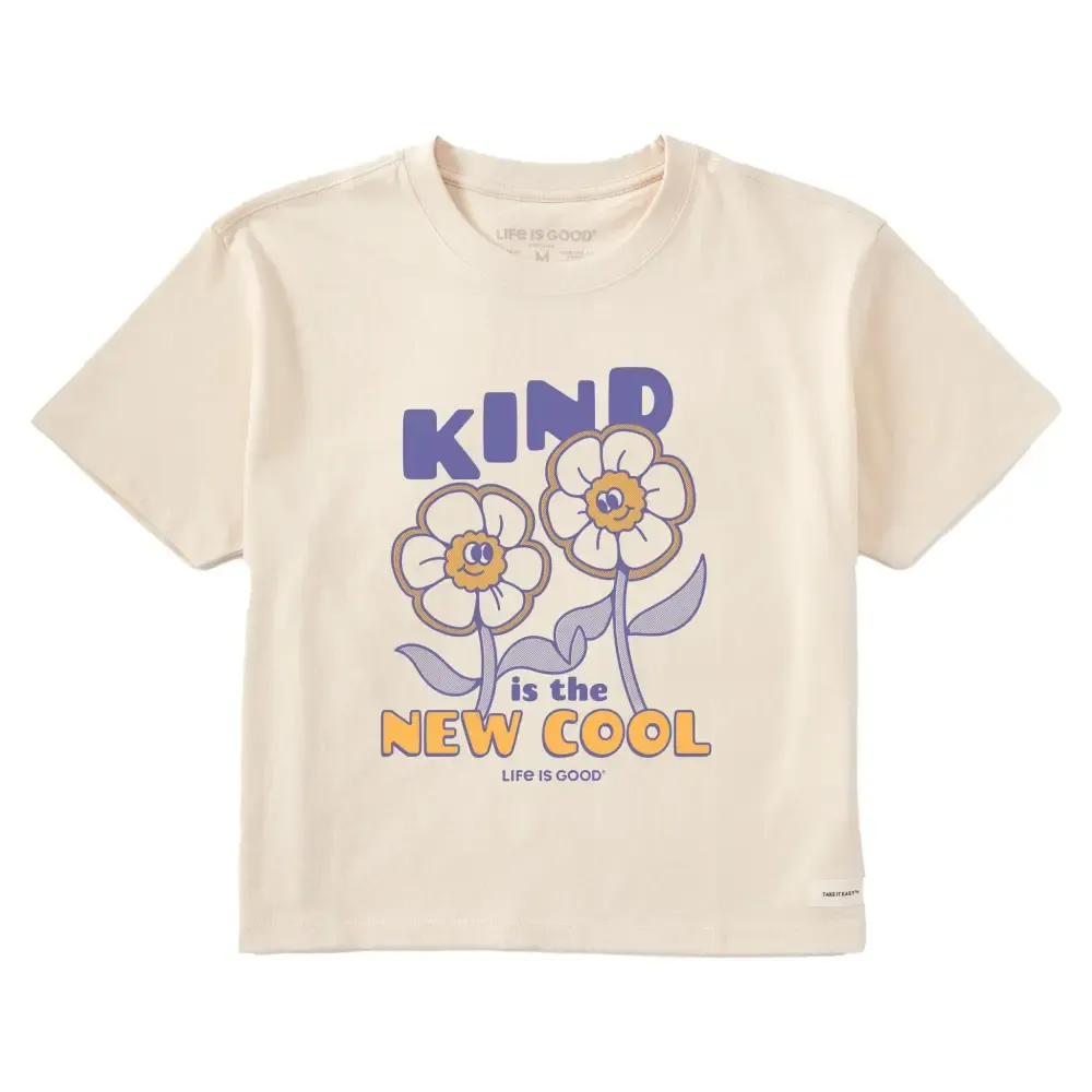 Women's Kind is the New Cool Flowers Short Sleeve Crusher Boxy Tee