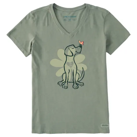 Women's Spring Daisy Dog Short Sleeve  Vee