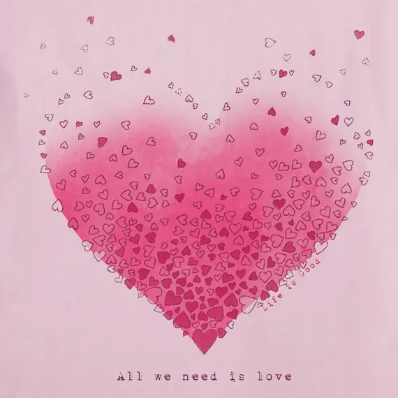Women's Scattered Hearts Short Sleeve  Vee