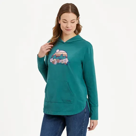 Women's Retro Mountains Floral Crusher-FLEX Hoodie Tunic