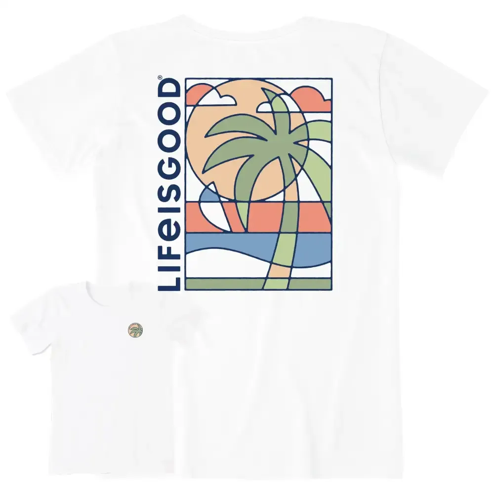 Women's Abstract Beach Short Sleeve Crusher Tee