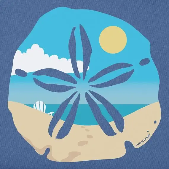 Women's Sand Dollar Beach Scene Short Sleeve  Vee