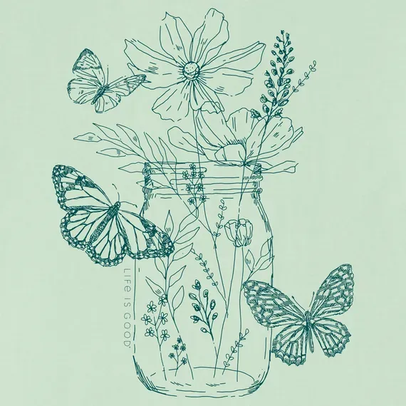 Women's Wildflower and Butterflies Jar  Crusher-LITE Vee