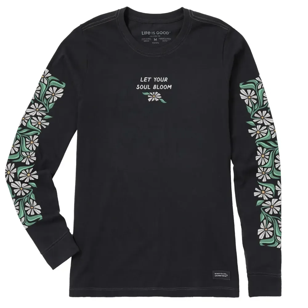 Women's Let Your Soul Bloom Daisies Long Sleeve Crusher Tee