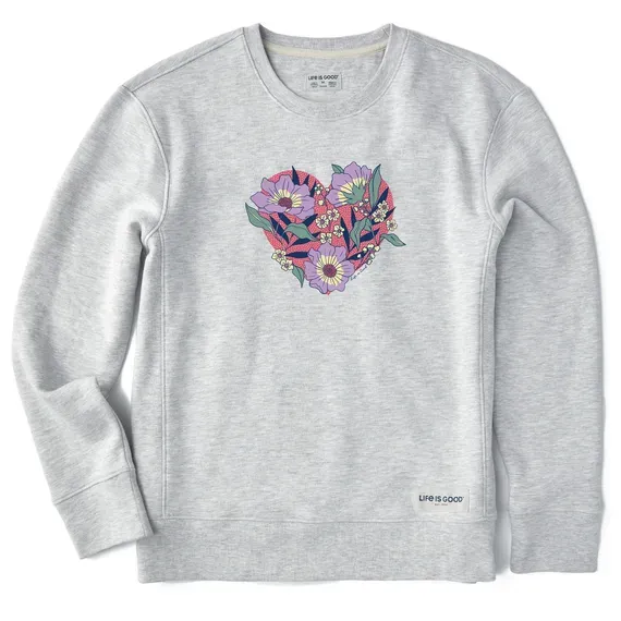 Women's Flowers in Heart Simply True Fleece Crew