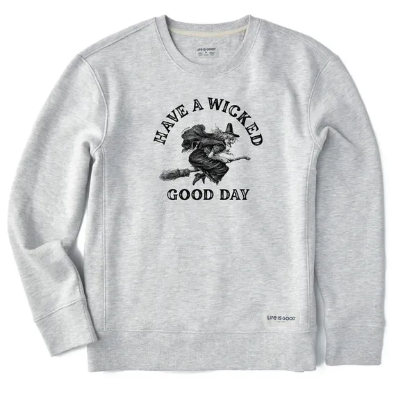 Women's Antique Wicked Good Day Witch Simply True Fleece Crew
