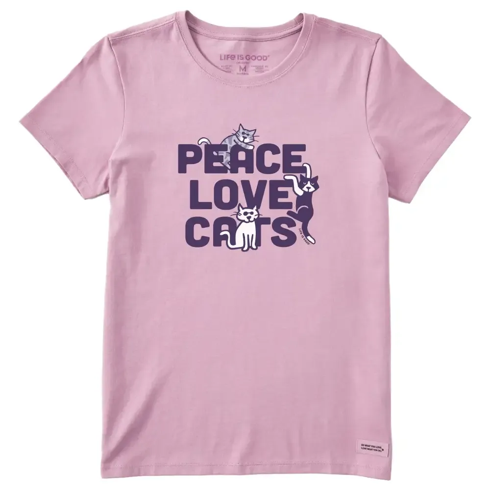 Women's Al Peace Love Cats Short Sleeve Crusher Tee