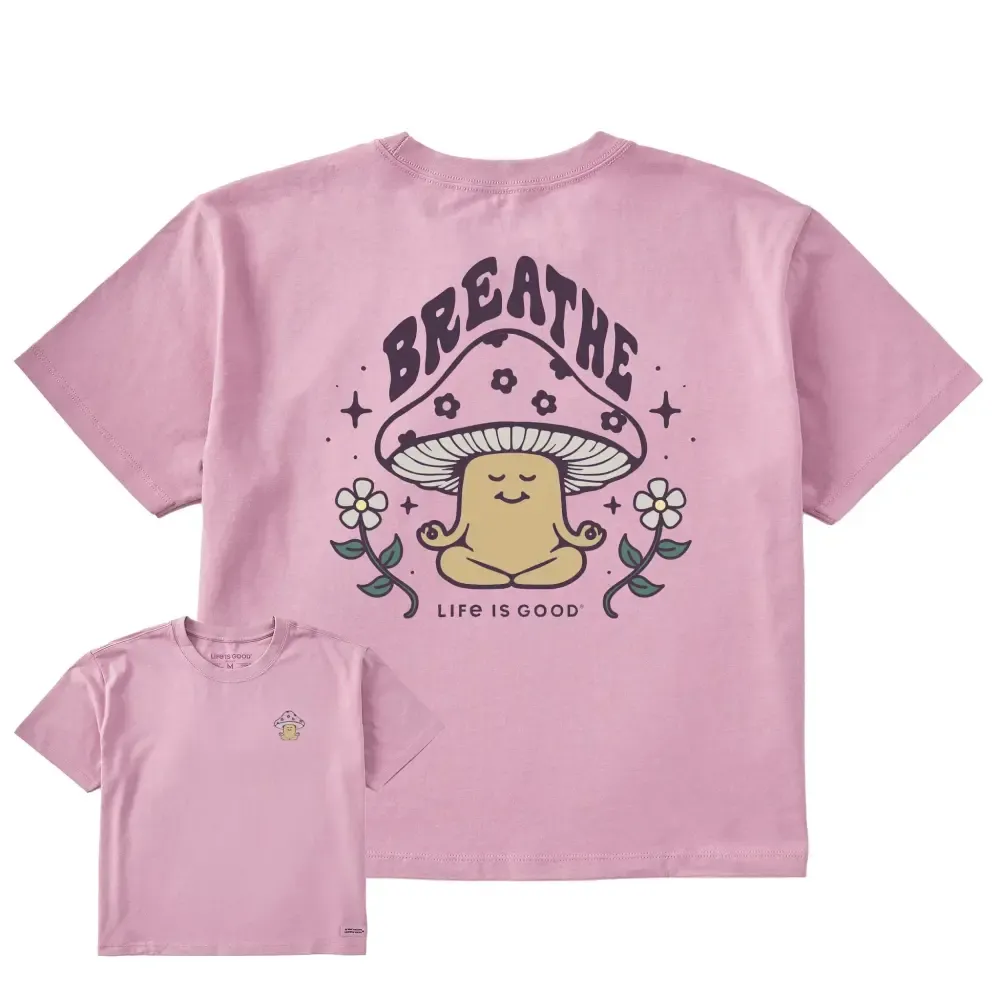 Women's Peaceful Breathe Mushroom Short Sleeve Crusher Boxy Tee