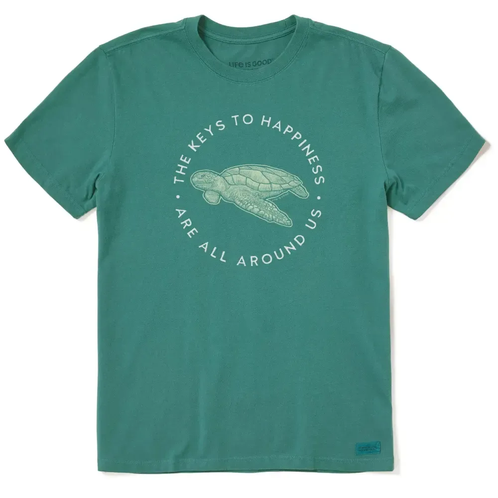 Men's Keys to Happiness Turtle Short Sleeve Crusher Tee