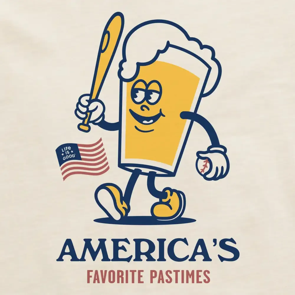Women's America's Favorite  Baseball Beer Short Sleeve Crusher Boxy Tee