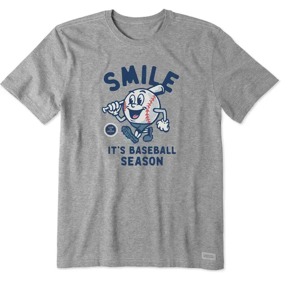 Men's Smile It's Baseball Season Mascot  Crusher Tee