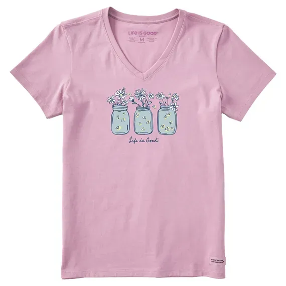 Women's Shine on Daisy Jars Short Sleeve  Vee