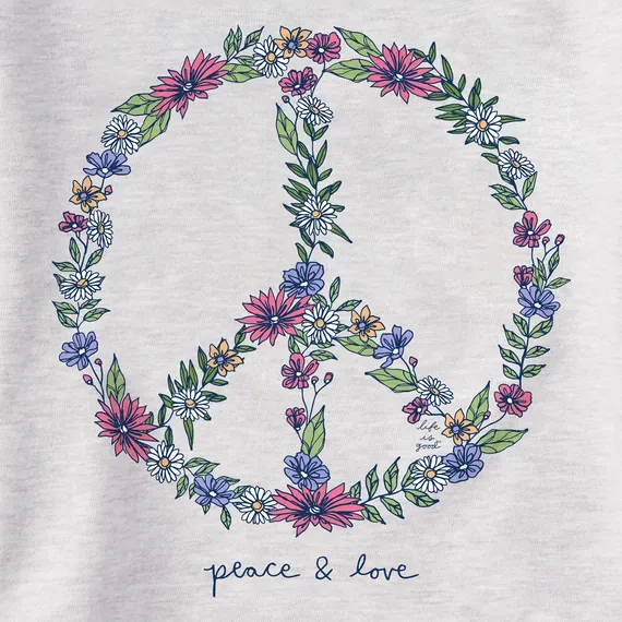 Women's Wildflower Love Peace Sign Simply True Fleece Crew