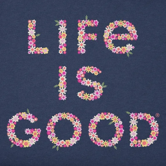 Women's Branded Patterna Life is Good Simply True Fleece Crew