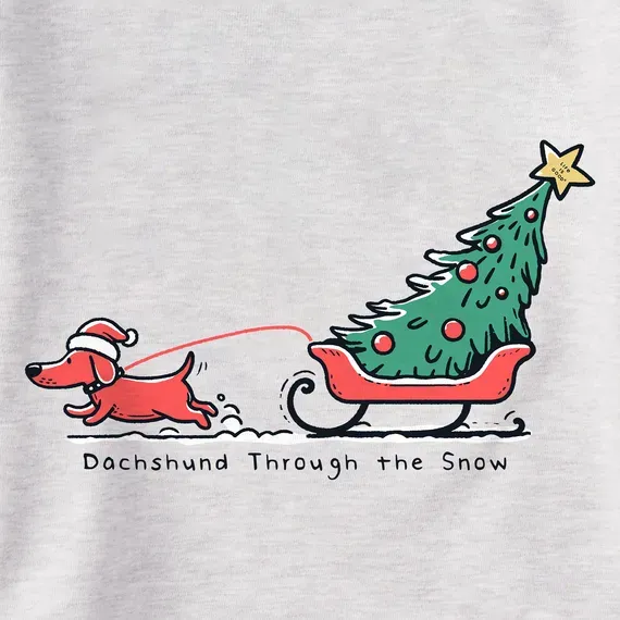 Women's Little Dachshund Through the Snow Simply True Fleece Hoodie