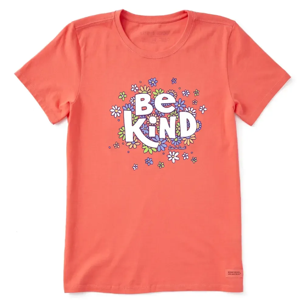 Women's Be Kind Flower Lines Short Sleeve Tee