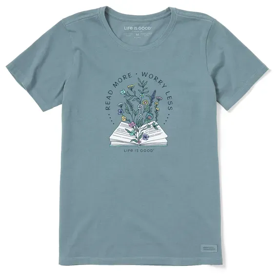 Women's Read More Flower Book Short Sleeve  Tee
