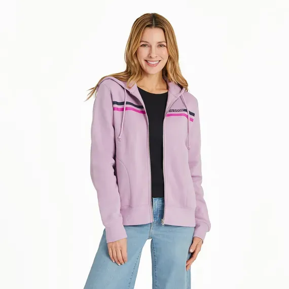 Women's LIG Two Stripes Good Vibes Fleece Zip Hoodie