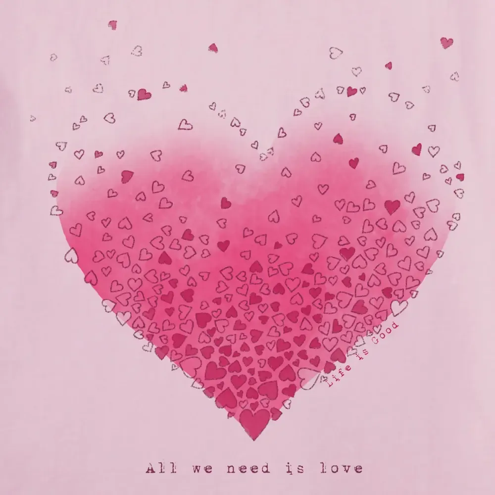 Women's Scattered Hearts Short Sleeve Vee