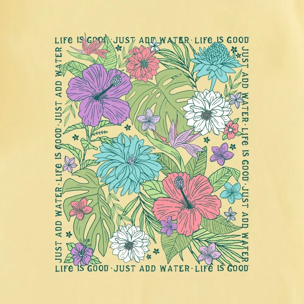 Women's Just Add Water Beachy Flowers Short Sleeve Tee