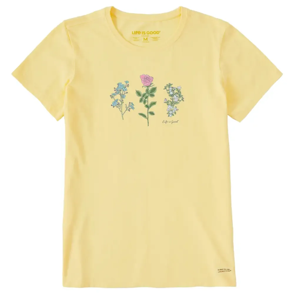 Women's 3 Botanical Rose Jasmine Short Sleeve Crusher Tee