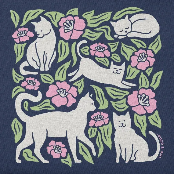 Women's Cats Among Flowers Simply True Fleece Crew
